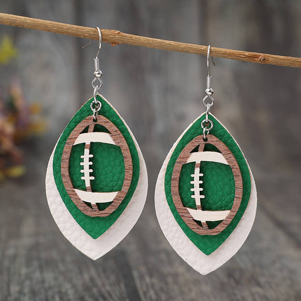 Rugby Multi Layered Sports Style Pu Earrings