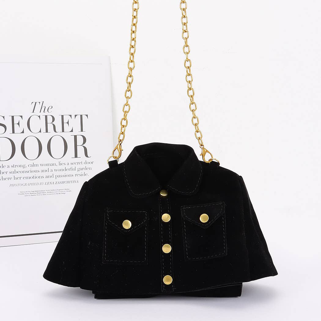 Faux Suede Jacket Crossbody Bag