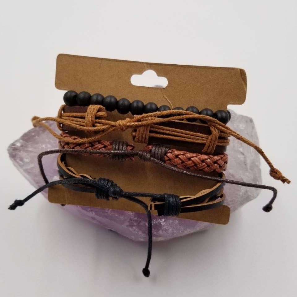 Magnolia Jewelry- BELIEVE Braided Black Leather Bracelet for Men