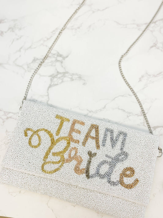 Bride Collection-'Team Bride' Beaded Convertible Crossbody Bag