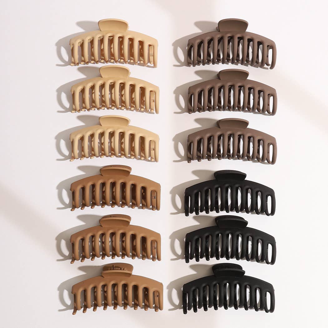 Fashion City - Solid Colored Oval Large Hair Claw Clips