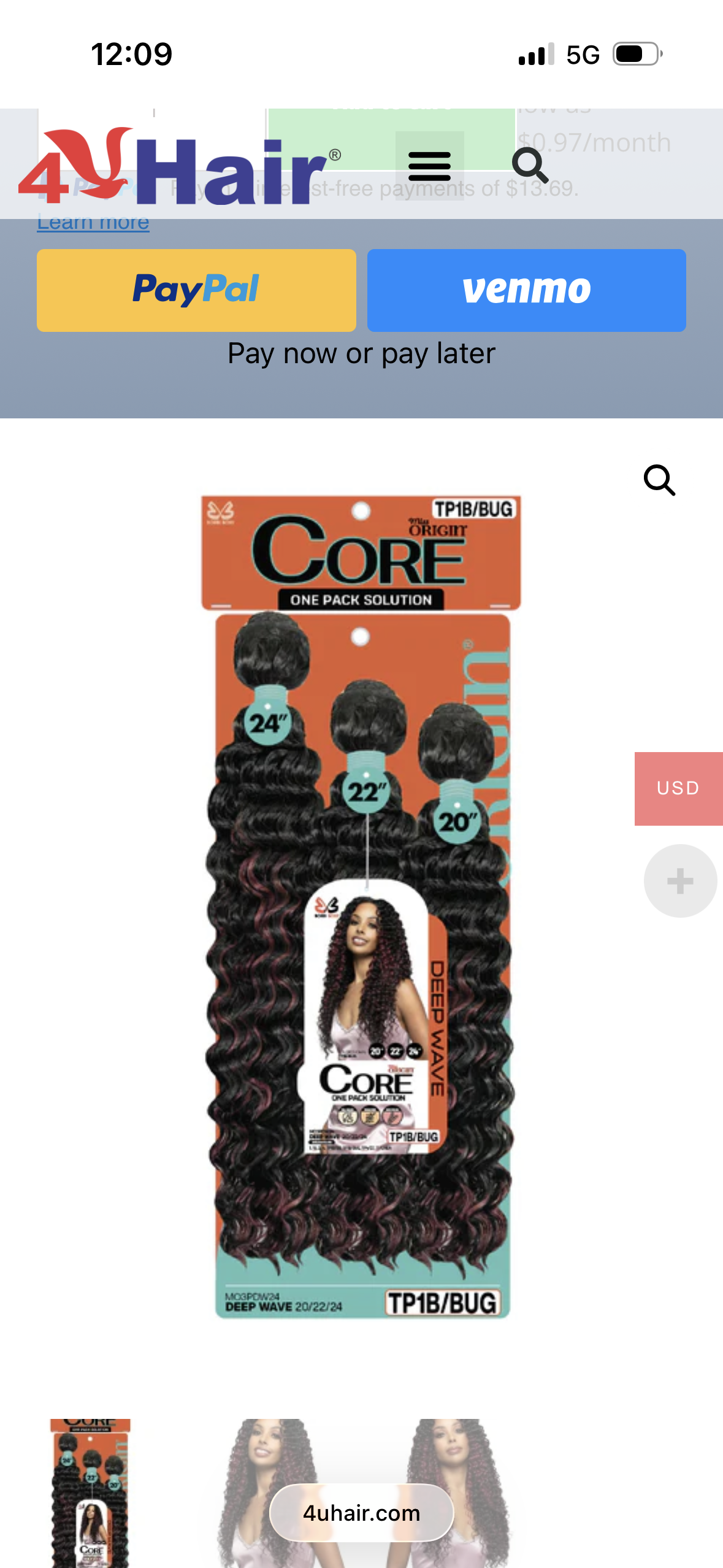 Bobbi Boss Miss Origin CORE 3PCS Synthetic Weaving Hair-DEEP WAVE 20"/22"/24"