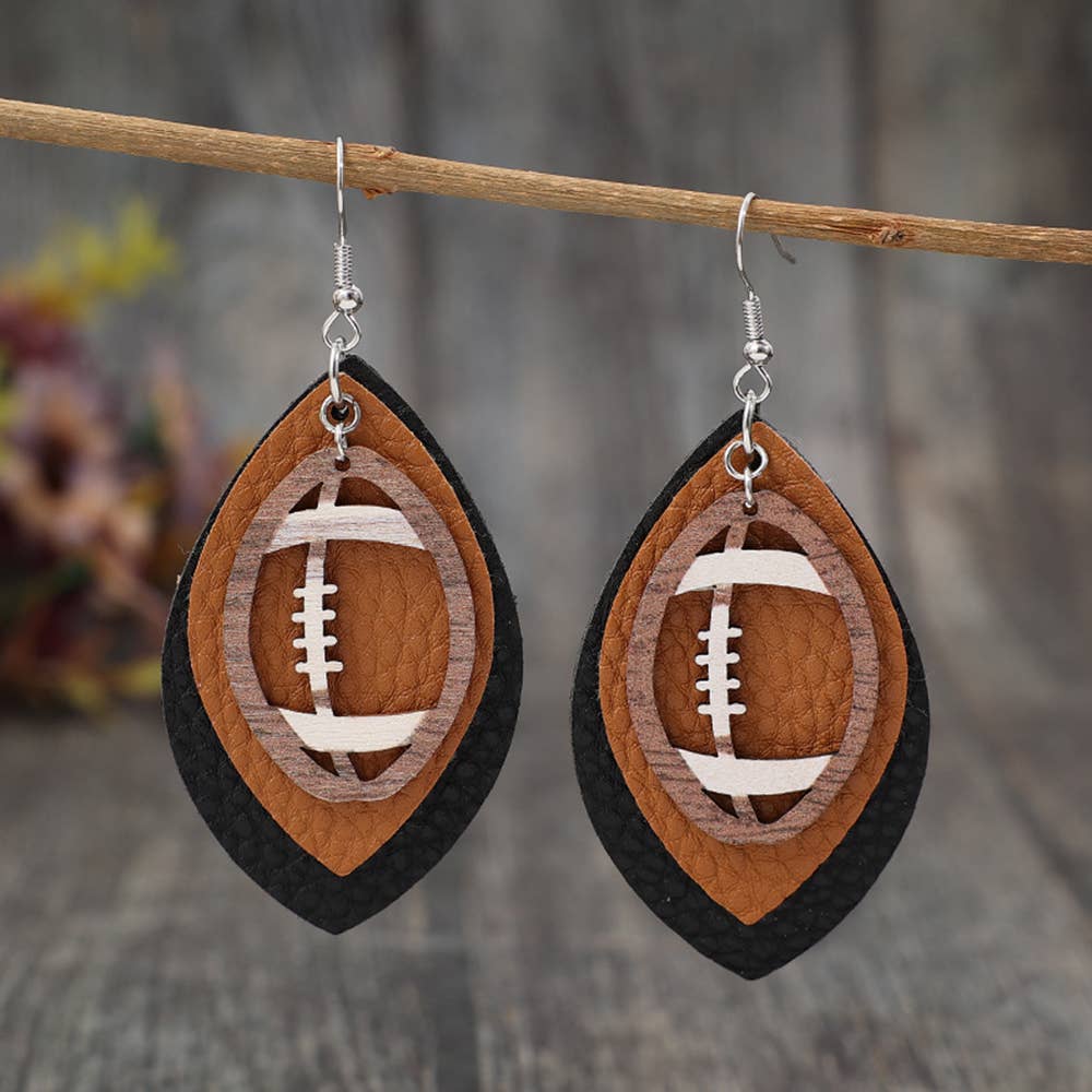 Rugby Multi Layered Sports Style Pu Earrings