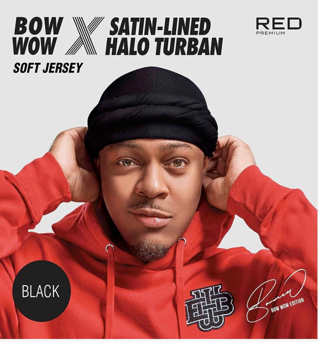 Red by Kiss Satin Lined Halo Turban-Black