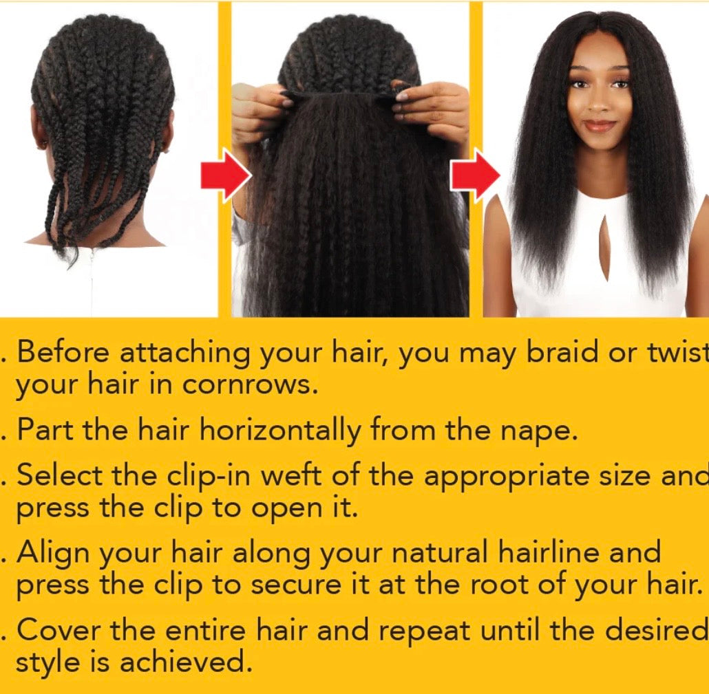 Luv Clip-in Remy Human Hair-Kinky Straight 14” (9pcs)