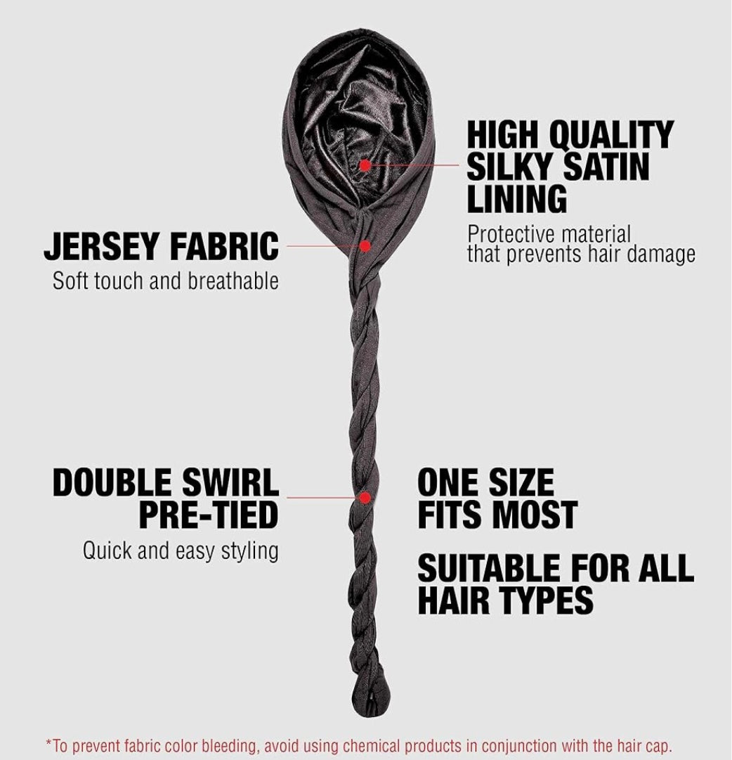 Red by Kiss Satin Lined Halo Turban-Black