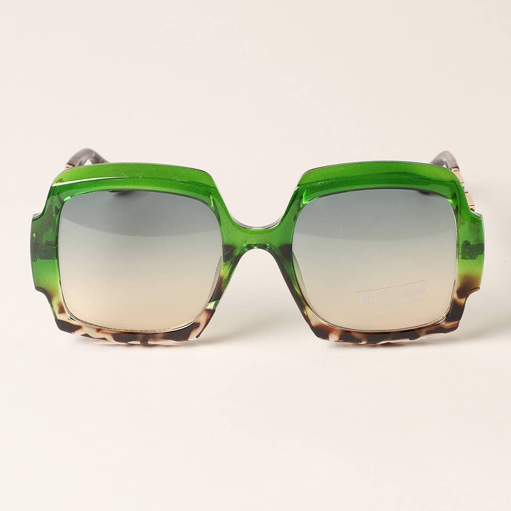 Fashion City - Large Square Shape Mix Color Frame Sunglasses