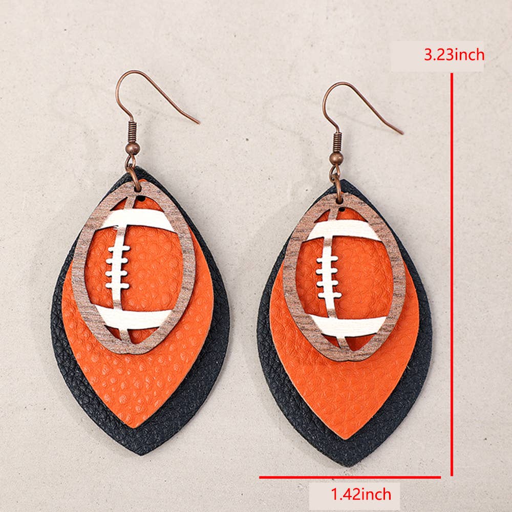 Rugby Multi Layered Sports Style Pu Earrings