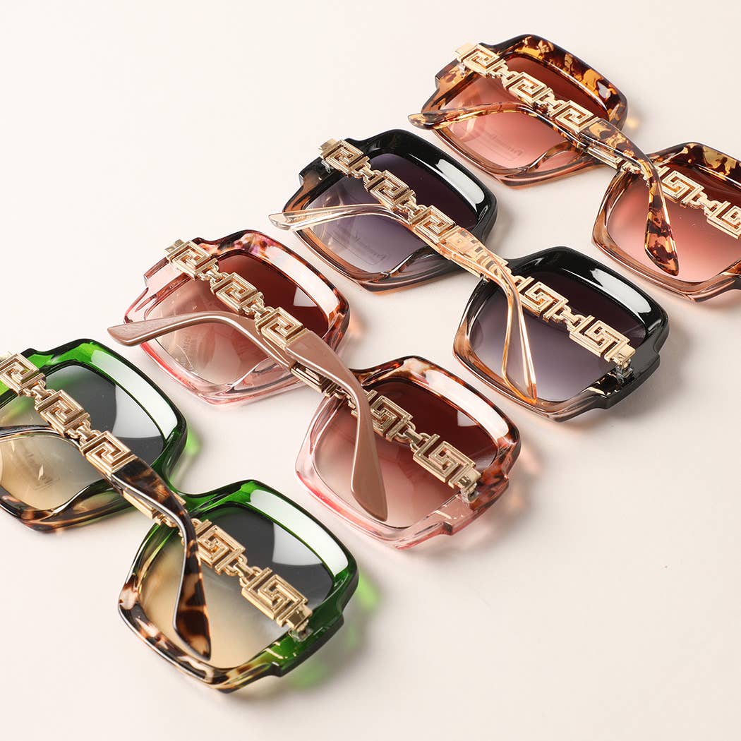 Fashion City - Large Square Shape Mix Color Frame Sunglasses