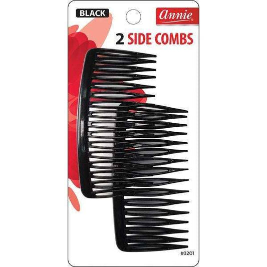 Side Combs Large 2Ct Black