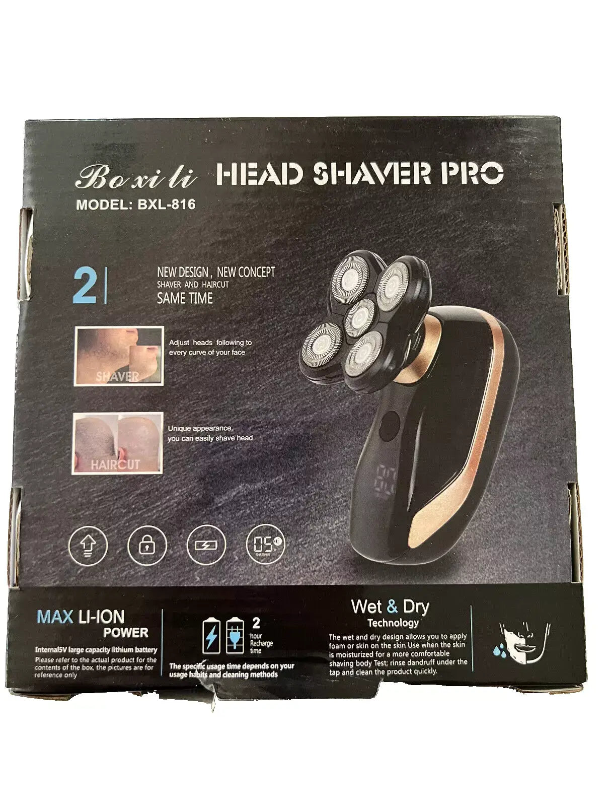 Head Face Shaver Wet Dry Rechargeable Mens Clean Shaving