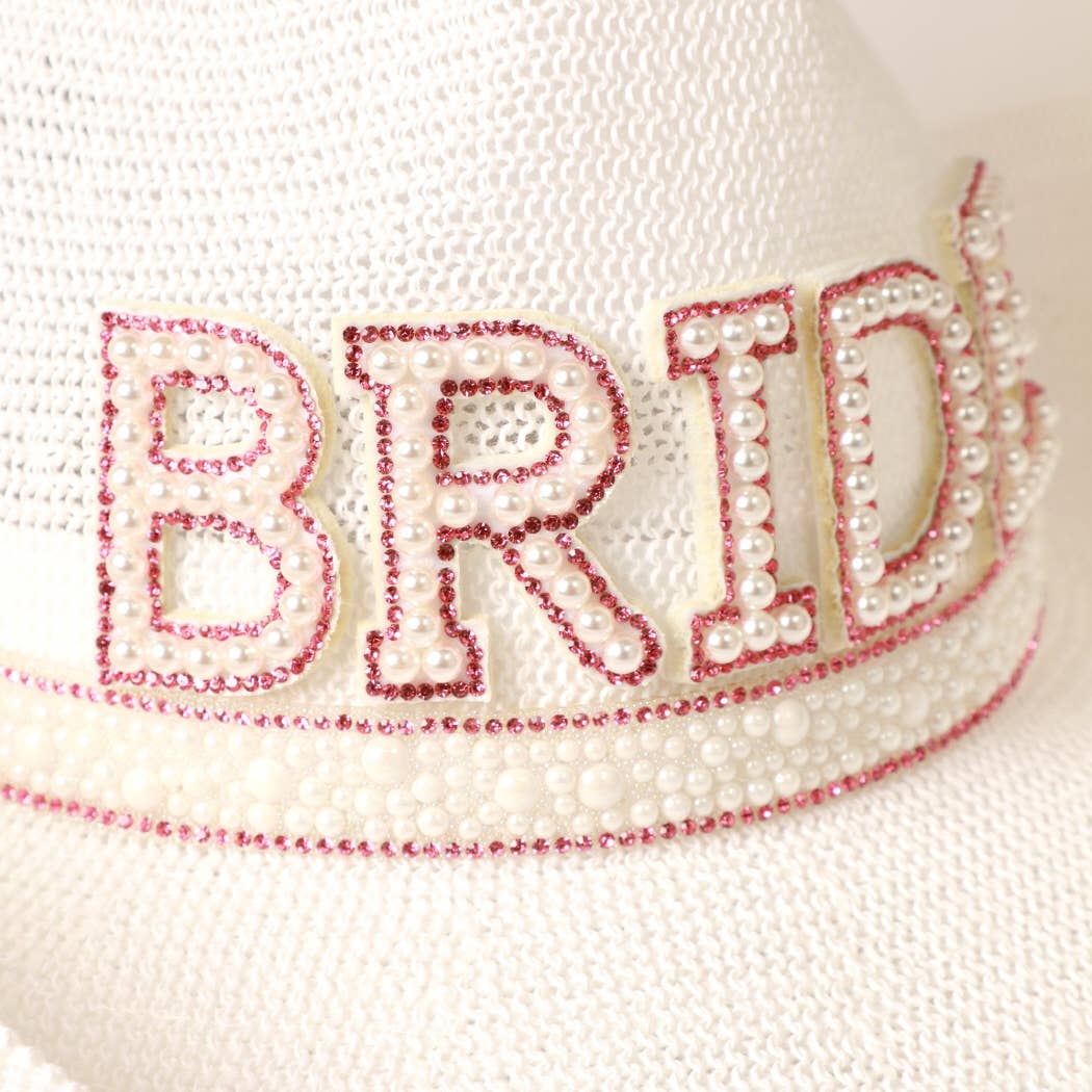 Fashion City - BRIDE Cowboy Hat with Pearl and Rhinestones