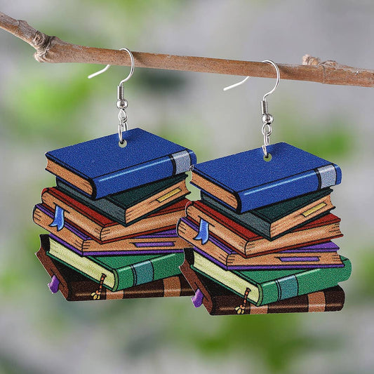 Double Sided Painted Book Earrings