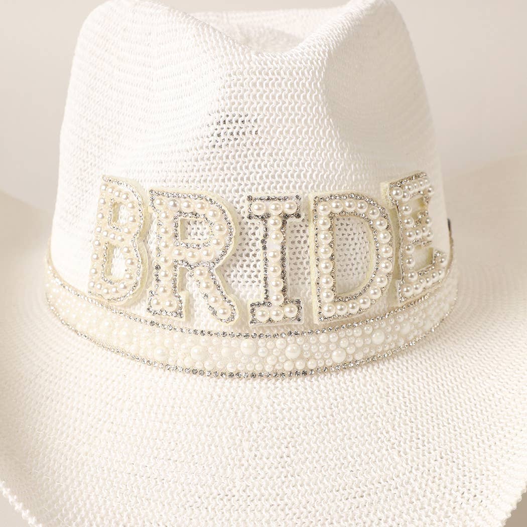 Fashion City - BRIDE Cowboy Hat with Pearl and Rhinestones
