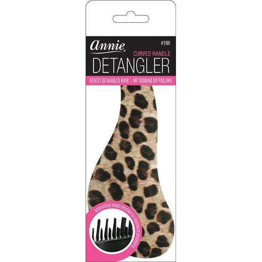 Curved Handled Grip Detangler Brush Leopard