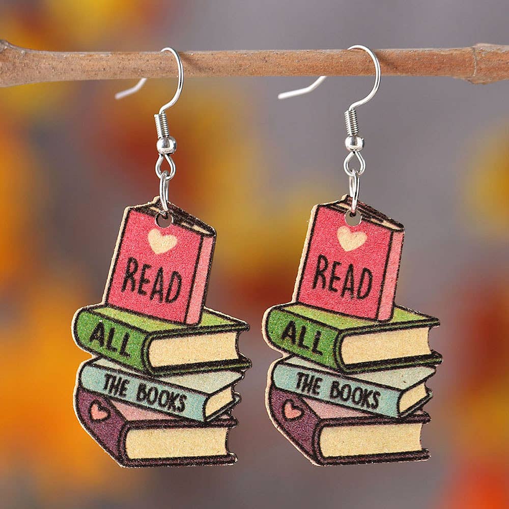 Double Sided Painted Book Earrings