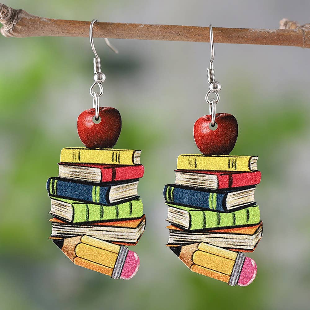 Double Sided Painted Book Earrings