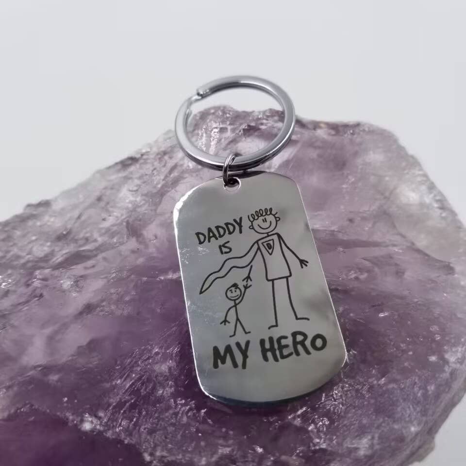 Magnolia Jewelry- DADDY IS MY HERO Keychain - Father's Gift